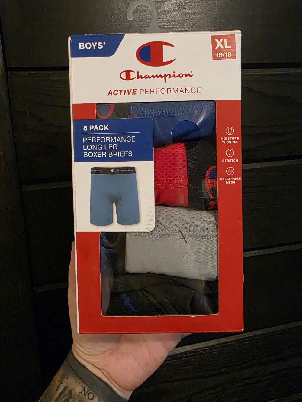 Champion Boys' Performance Long Leg Boxer Briefs - XL 16/18 (ONLY 4 IN BOX)